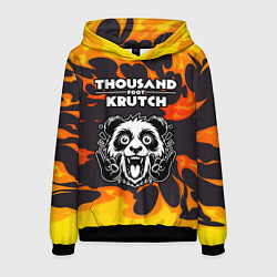Толстовка-худи мужская Thousand Foot Krutch рок панда и огонь, цвет: 3D-черный