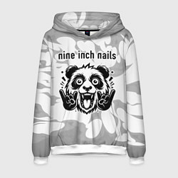 Толстовка-худи мужская Nine Inch Nails рок панда на светлом фоне, цвет: 3D-белый