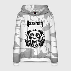 Толстовка-худи мужская Nazareth рок панда на светлом фоне, цвет: 3D-белый