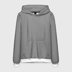 Толстовка-худи мужская Кольчуга серый, цвет: 3D-белый