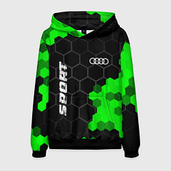 Толстовка-худи мужская Audi green sport hexagon, цвет: 3D-черный