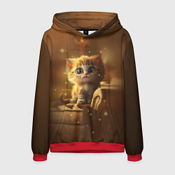 Толстовка-худи мужская Теплый котик, цвет: 3D-красный