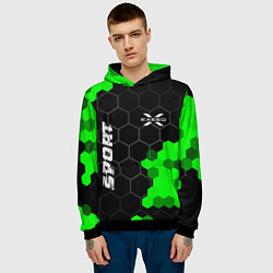 Толстовка-худи мужская Exeed green sport hexagon, цвет: 3D-черный — фото 2