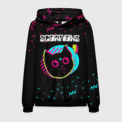 Толстовка-худи мужская Scorpions - rock star cat, цвет: 3D-черный