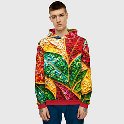Толстовка-худи мужская Яркая мозаика с разноцветным абстрактным узором и, цвет: 3D-красный — фото 2