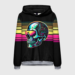 Толстовка-худи мужская Cyber skull - ai art fantasy, цвет: 3D-меланж