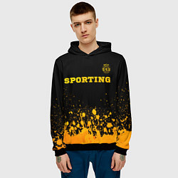 Толстовка-худи мужская Sporting - gold gradient посередине, цвет: 3D-черный — фото 2