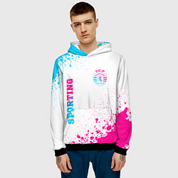 Толстовка-худи мужская Sporting neon gradient style вертикально, цвет: 3D-черный — фото 2