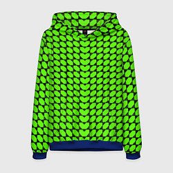 Толстовка-худи мужская Зелёные лепестки шестиугольники, цвет: 3D-синий