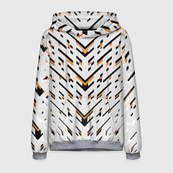 Толстовка-худи мужская Чёрные и жёлтые полосы на белом фоне, цвет: 3D-меланж