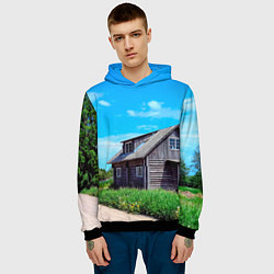 Толстовка-худи мужская Дом в деревне, цвет: 3D-черный — фото 2
