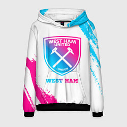 Толстовка-худи мужская West Ham neon gradient style, цвет: 3D-черный