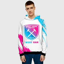Толстовка-худи мужская West Ham neon gradient style, цвет: 3D-черный — фото 2