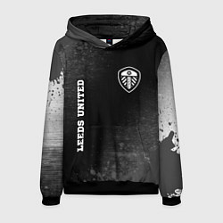 Толстовка-худи мужская Leeds United sport на темном фоне вертикально, цвет: 3D-черный