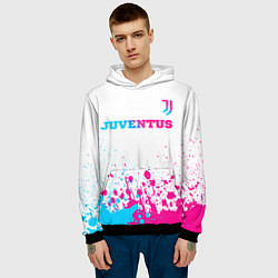 Толстовка-худи мужская Juventus neon gradient style посередине, цвет: 3D-черный — фото 2