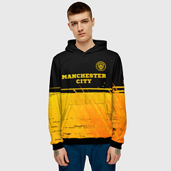 Толстовка-худи мужская Manchester City - gold gradient посередине, цвет: 3D-черный — фото 2
