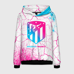 Толстовка-худи мужская Atletico Madrid neon gradient style, цвет: 3D-черный