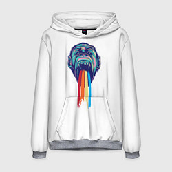 Толстовка-худи мужская Обезьяна с радугой, цвет: 3D-меланж