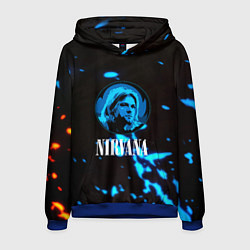 Толстовка-худи мужская Nirvana рок бенд краски, цвет: 3D-синий