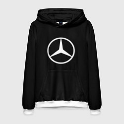 Толстовка-худи мужская Mercedes benz logo white, цвет: 3D-белый