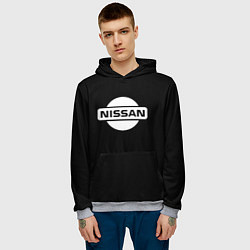 Толстовка-худи мужская Nissan logo white, цвет: 3D-меланж — фото 2