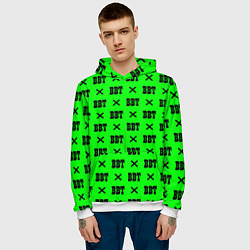 Толстовка-худи мужская BBT logo green steel, цвет: 3D-белый — фото 2