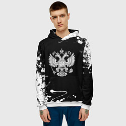 Толстовка-худи мужская Россия герб краски брызги, цвет: 3D-белый — фото 2