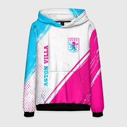 Толстовка-худи мужская Aston Villa neon gradient style вертикально, цвет: 3D-черный