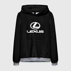 Толстовка-худи мужская Lexus white logo, цвет: 3D-меланж