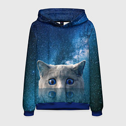 Толстовка-худи мужская Космический кошак, цвет: 3D-синий