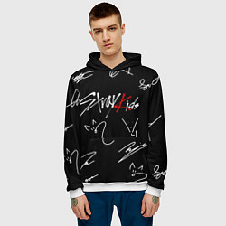 Толстовка-худи мужская Stray kids автографы лого, цвет: 3D-белый — фото 2