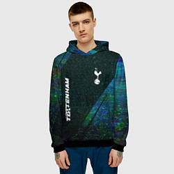 Толстовка-худи мужская Tottenham glitch blue, цвет: 3D-черный — фото 2