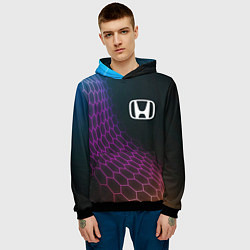 Толстовка-худи мужская Honda neon hexagon, цвет: 3D-черный — фото 2