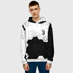 Толстовка-худи мужская Juventus hexagon black sport, цвет: 3D-белый — фото 2