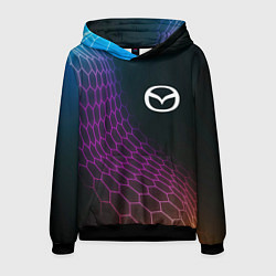 Толстовка-худи мужская Mazda neon hexagon, цвет: 3D-черный