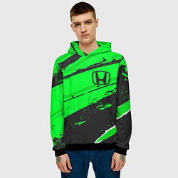 Толстовка-худи мужская Honda sport green, цвет: 3D-черный — фото 2