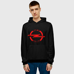 Толстовка-худи мужская Opel red logo, цвет: 3D-черный — фото 2