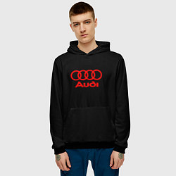 Толстовка-худи мужская Audi red logo, цвет: 3D-черный — фото 2