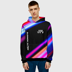 Толстовка-худи мужская Arctic Monkeys neon rock lights, цвет: 3D-черный — фото 2