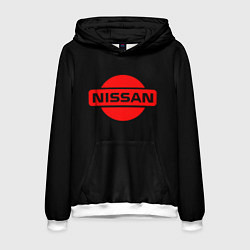 Толстовка-худи мужская Nissan red logo, цвет: 3D-белый