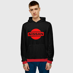 Толстовка-худи мужская Nissan red logo, цвет: 3D-красный — фото 2