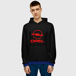 Толстовка-худи мужская Opel red logo auto, цвет: 3D-синий — фото 2