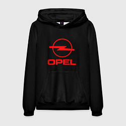 Толстовка-худи мужская Opel red logo auto, цвет: 3D-черный