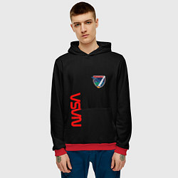 Толстовка-худи мужская Nasa space logo steel, цвет: 3D-красный — фото 2