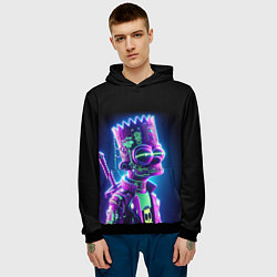 Толстовка-худи мужская Bart Simpson cyber ninja - neon glow, цвет: 3D-черный — фото 2