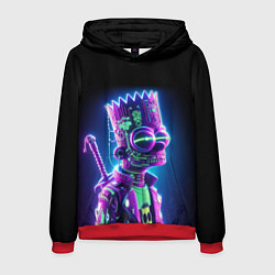 Толстовка-худи мужская Bart Simpson cyber ninja - neon glow, цвет: 3D-красный