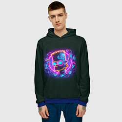 Толстовка-худи мужская Neon Bart Simpson - cyberpunk fantasy, цвет: 3D-синий — фото 2