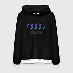 Толстовка-худи мужская Audi neon logo, цвет: 3D-белый