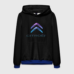 Толстовка-худи мужская Citroen logo neon, цвет: 3D-синий