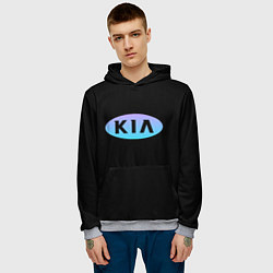 Толстовка-худи мужская KIA logo neon, цвет: 3D-меланж — фото 2